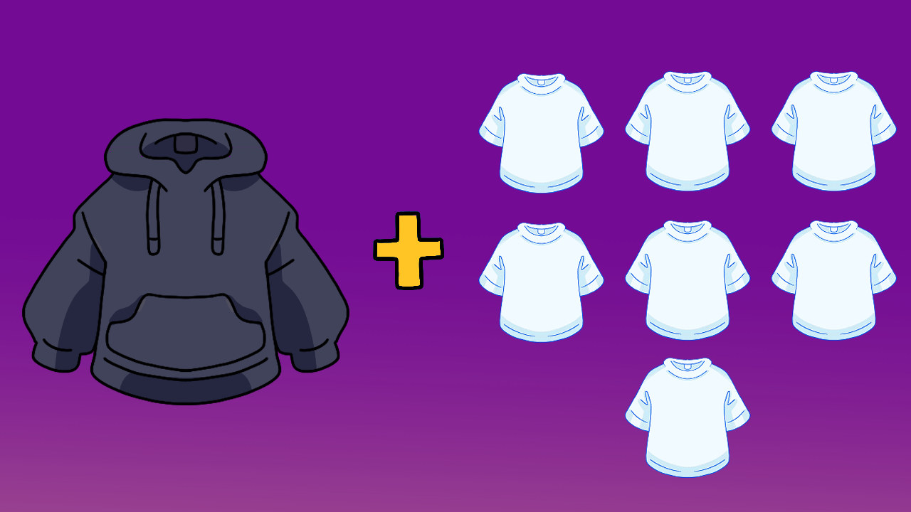 1 moletom + 7 camisetas