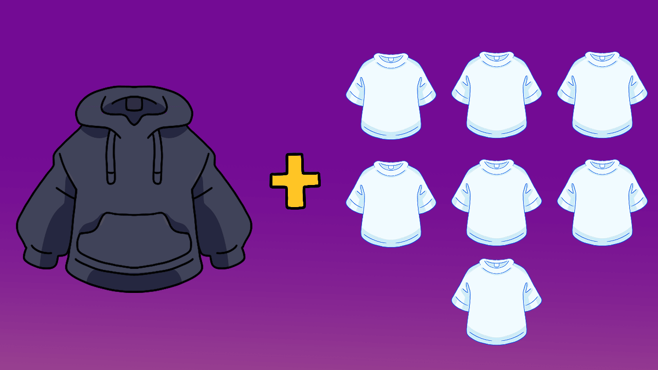 1 moletom + 7 camisetas