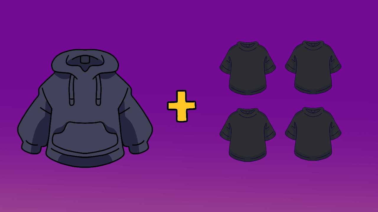 1 moletom + 4 oversized